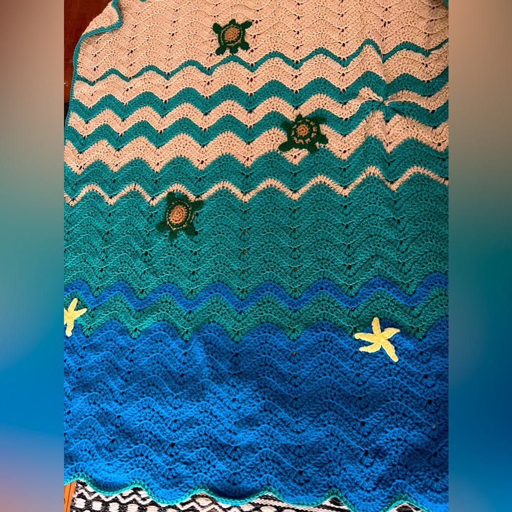 Crocheted Blanket- Beach Theme